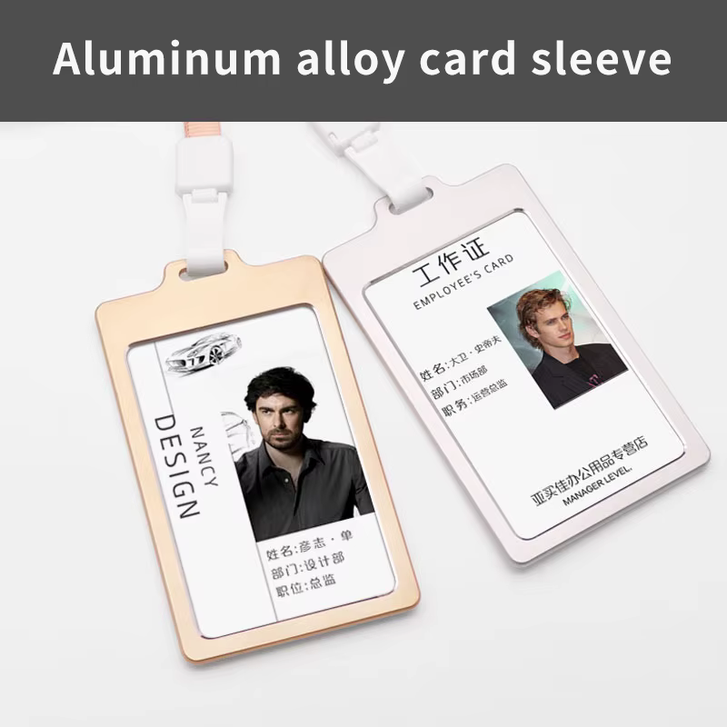 Porte-carte sangle de cou avec lanière porte-Badge carte d'identité de travail porte-carte d'identité d'affaires de Bus porte-carte en alliage d'aluminium fournitures de bureau