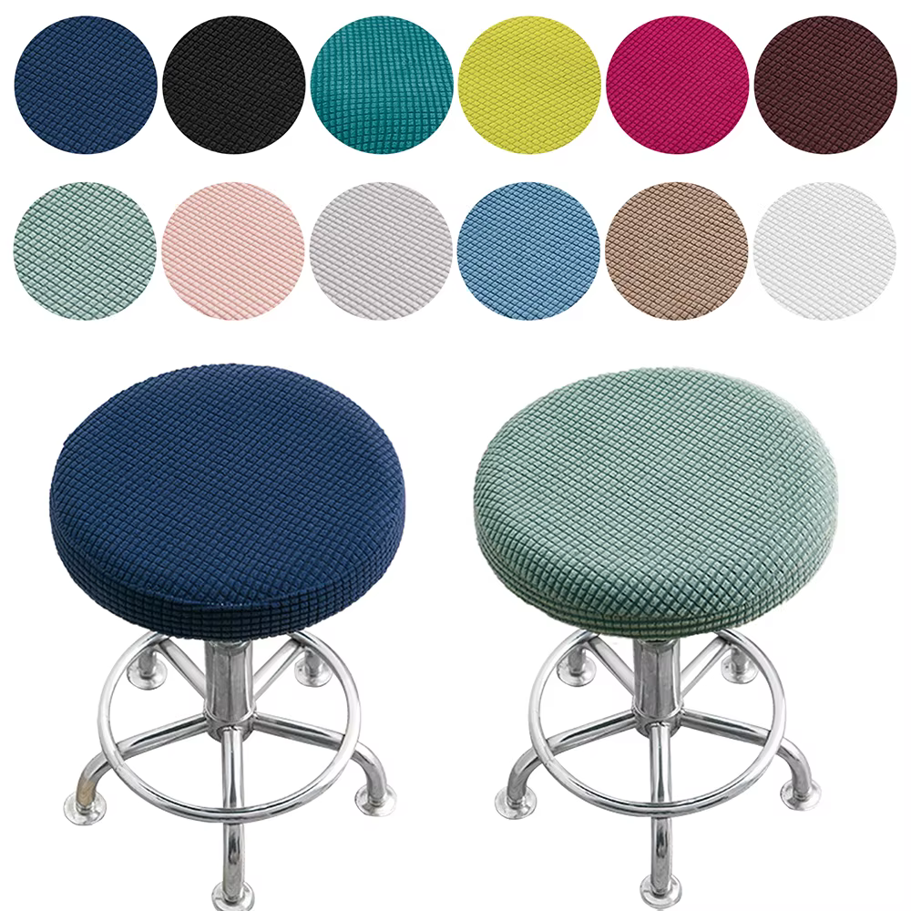 Juste de coussin de chaise ronde élastique, housse de siège de bar lavable, housse de siège épaissie, solide, document, tabouret de salle à manger
