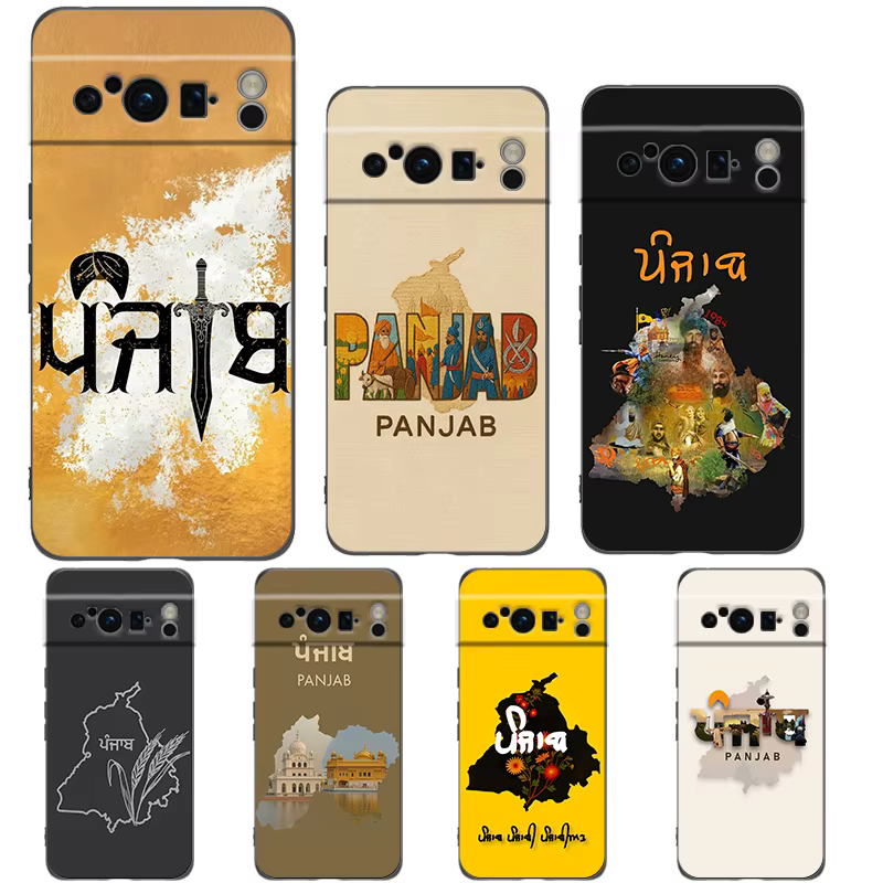 Punjab carte coque de téléphone pour Google Pixel 10 9 8 7 6 Pro XL 9A 8A 6A 7A 5G souple antichoc TPU couverture noire