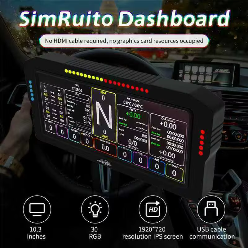 Tableau de bord de course sim racing 10.3 pouces affichage volant