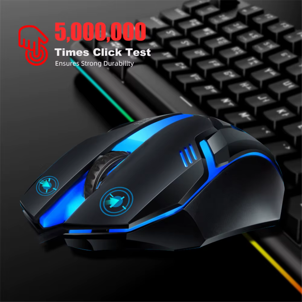 Souris de jeu filaire USB 5000 DPI 3 boutons silencieuse