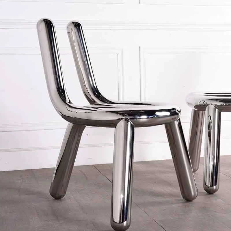 Chaise en acier inoxydable, tabouret en métal, chaises de salle à manger créatives, tabouret artistique de luxe, tabouret de maquillage, siège de loisirs pour salon, mobilier nordique