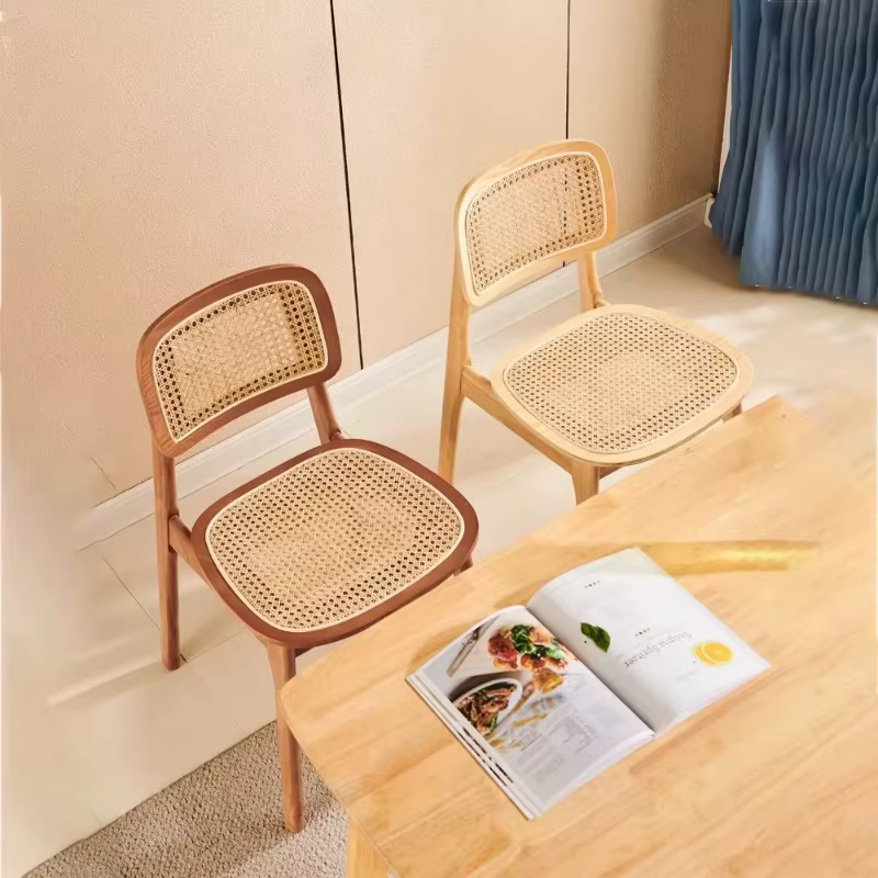 Ensemble de 2 Chaises de salle à manger classiques en rotin rustique, Chaises de salle à manger minimalistes, ergonomiques de qualité supérieure, meubles de maison