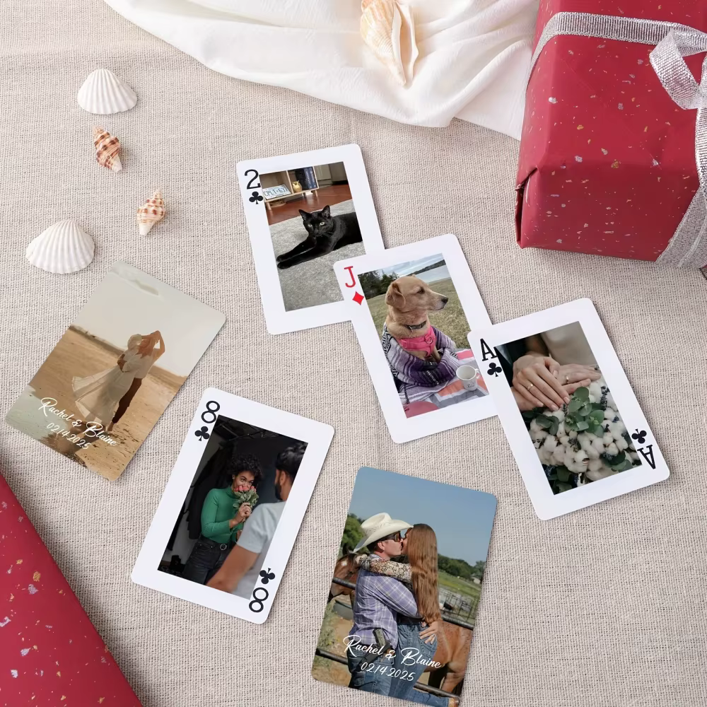 1 jeu de 54 cartes à jouer personnalisées avec photos de famille |   Carton de qualité supérieure, impression de haute qualité, souvenir familial personnalisé, cartes
