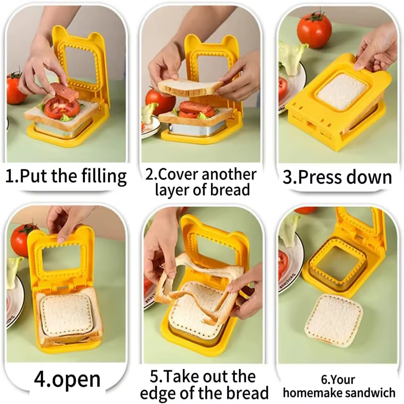 Coupe-sandwich et scelleuse, outil de coupe de Sandwich à rabat pour enfants, déjeuner, lame en acier inoxydable, moule circulaire pour pain grillé