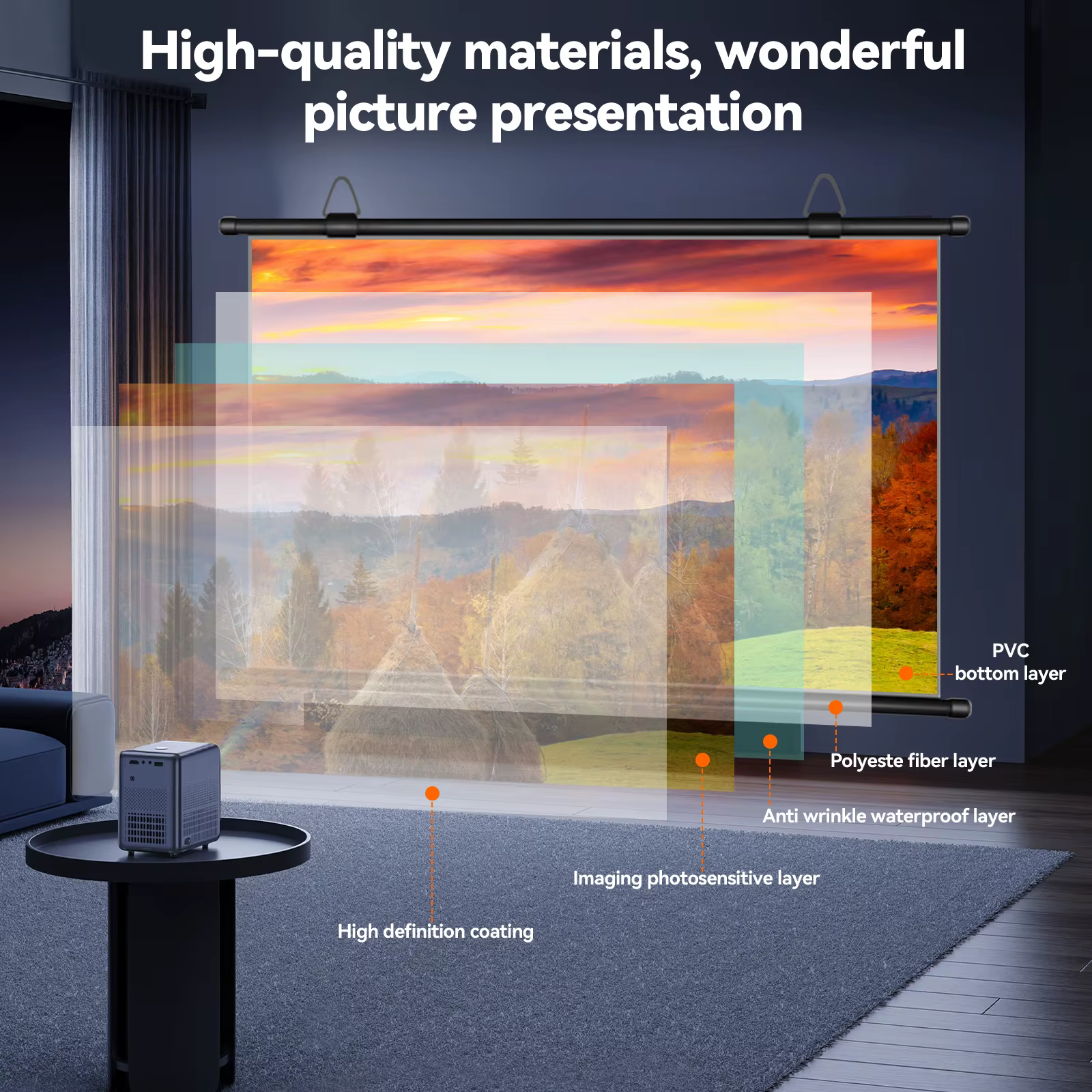 XIAOHUI écran de projecteur HD épais Anti-lumière 16:9