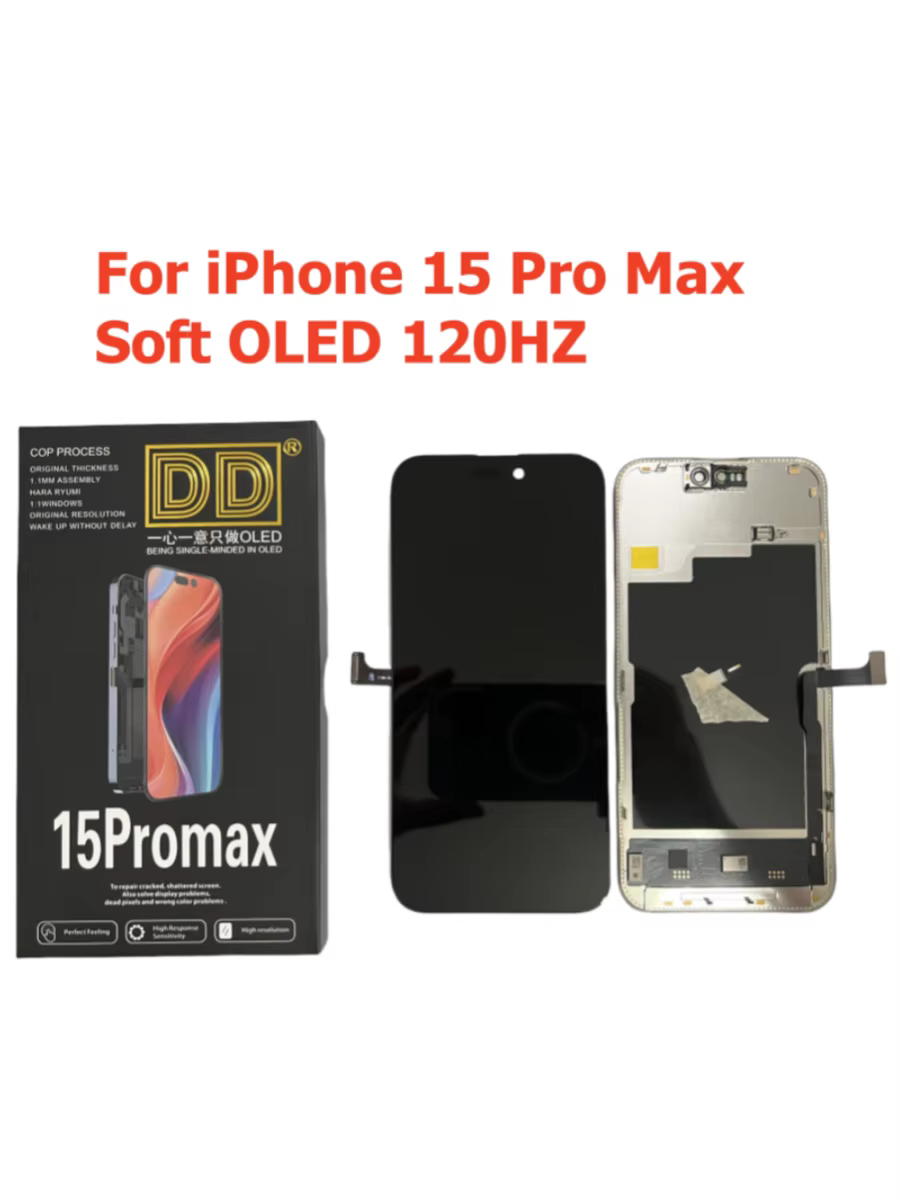 120HZ OLED souple pour iPhone 15 Pro Max 15Pro 13 Pro écran LCD 3D écran tactile numériseur assemblée taux de rafraîchissement élevé remplacement