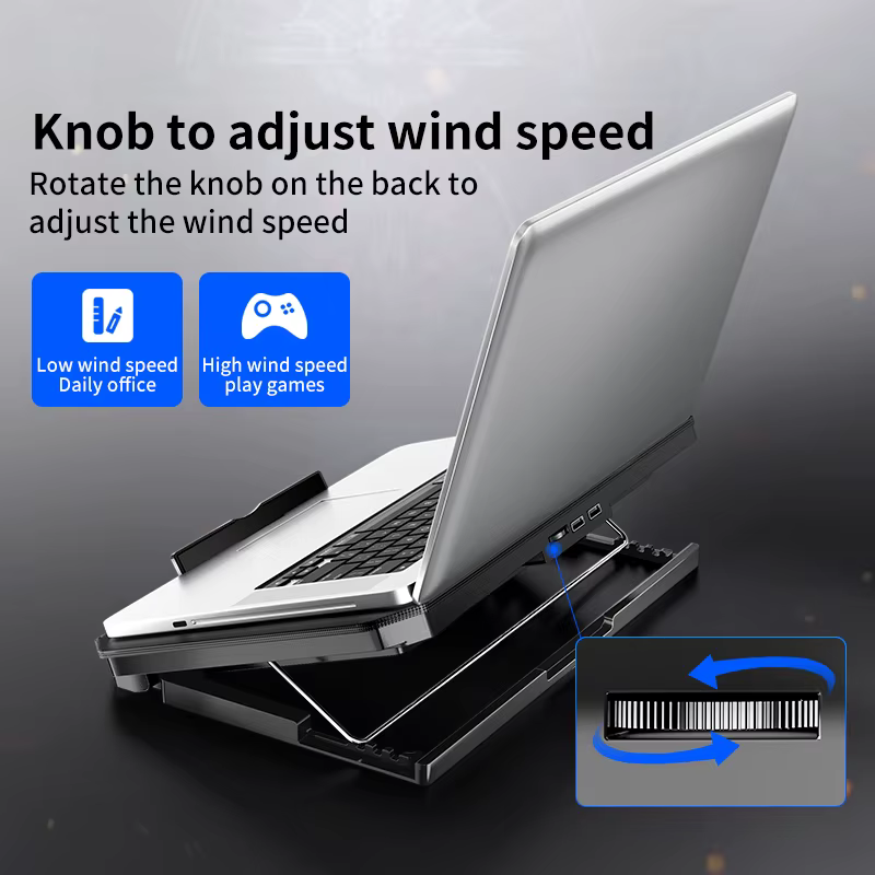 Q100 17 pouces ordinateur portable de jeu refroidisseur ventilateur écran LED deux ports USB 2600 tr/min