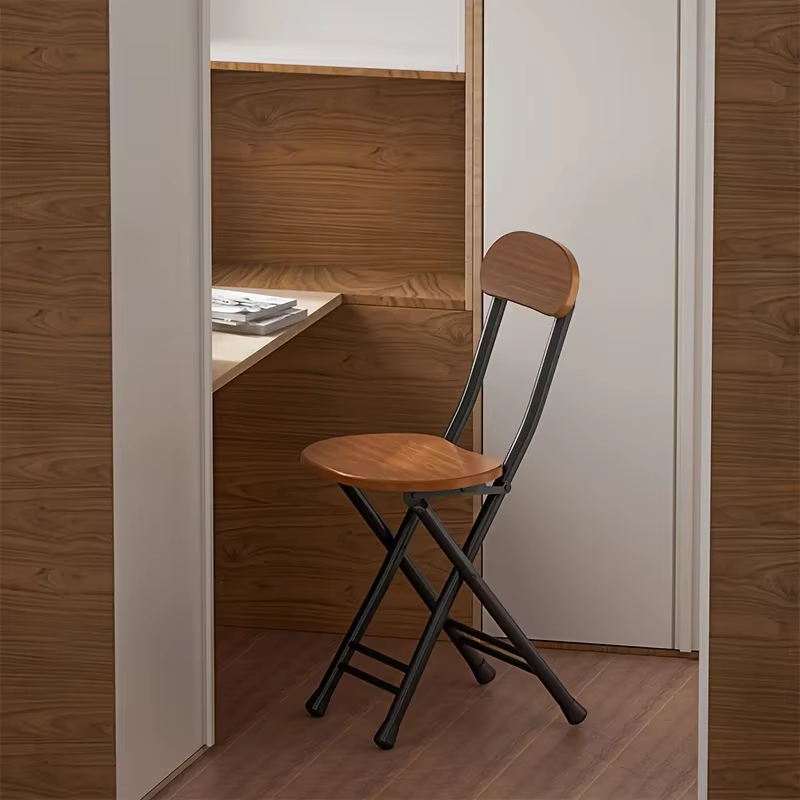 Chaise pliante de Style classique avec siège ovale, Portable, aucun assemblage nécessaire, cadre métallique Durable, Construction en bois dur pour la maison, 1 pièce