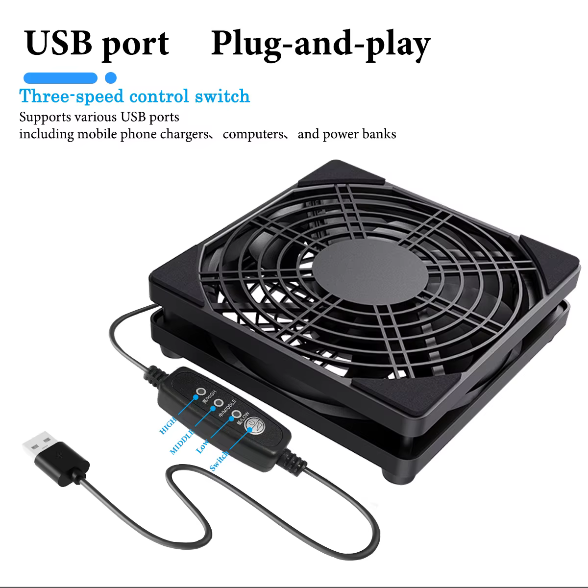 1 USB prend en charge une réglage à 3 vitesses. Le ventilateur d'ordinateur est silencieux.