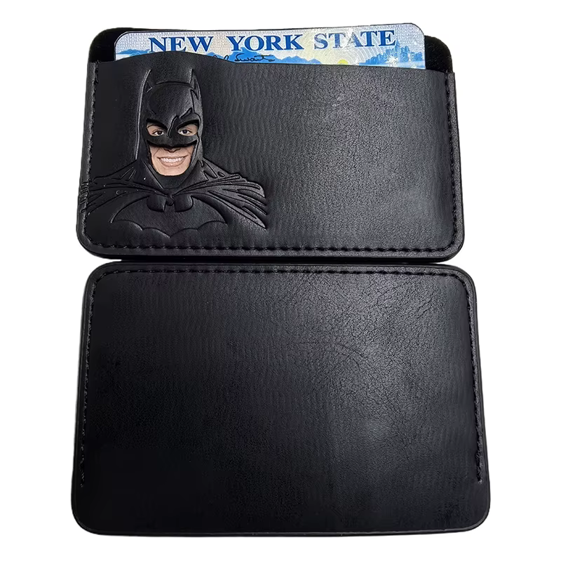 1 pièces en cuir chauve-souris porte-carte d'identité étui portefeuille personnalisé super-héros masque porte-carte cadeau