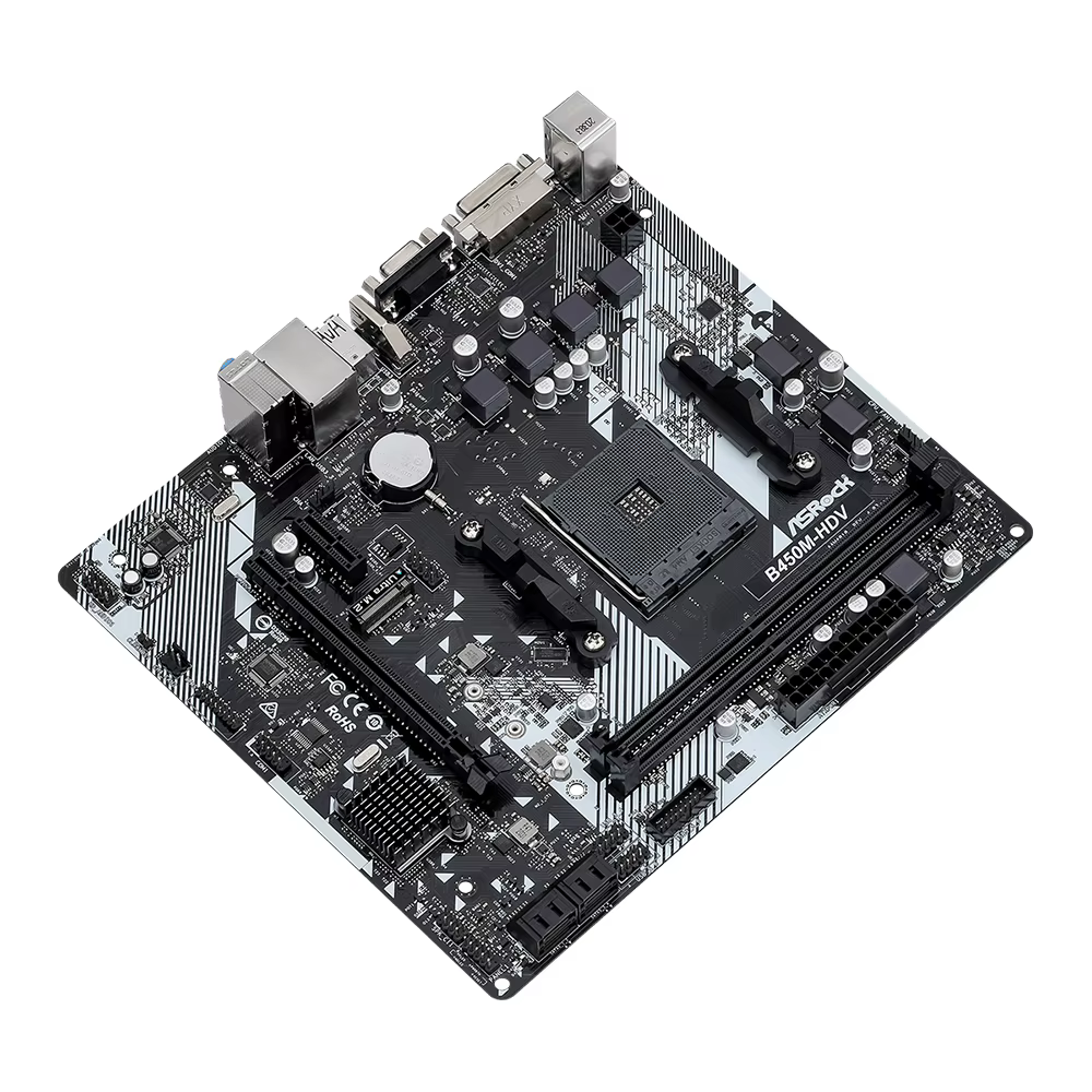 ASRock B450M-HDV R4.0 carte mère 2xDDR4 DIMM mémoire M.2 NVME SATA3 AM4