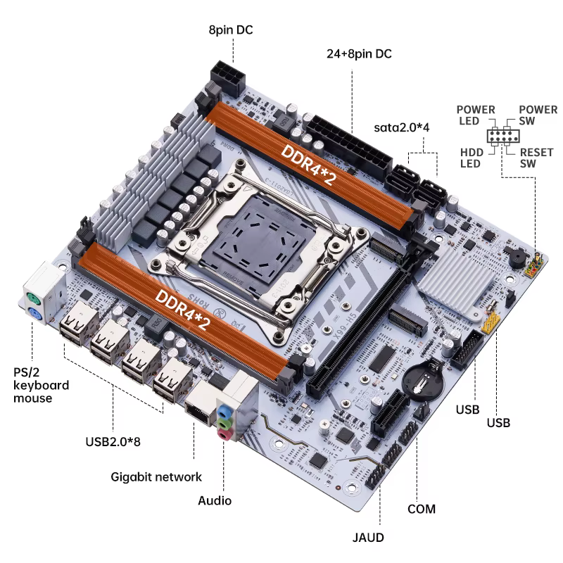 QIYIDA X99 Kit de carte mère LGA2011-3 Xeon E5 2680 V4 DDR4 16GB (2x8gb) PC4 SATA PCI16x3.0 NVME M.2 ordinateur de jeu