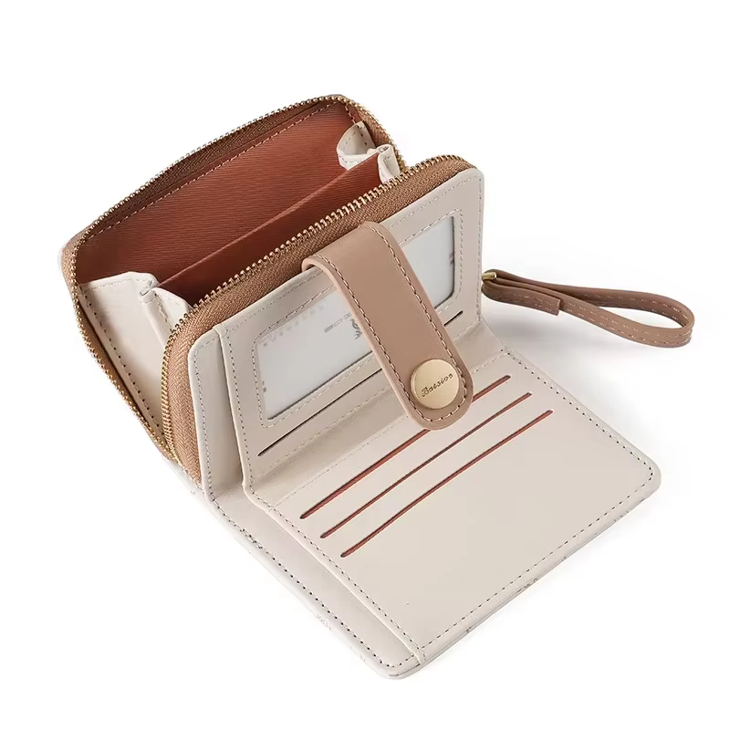 Porte-monnaie en cuir PU pour filles, 1 pièce, chat mignon, dessin animé, court, grande capacité, léger, porte-carte d'identité, Mini portefeuille à la mode