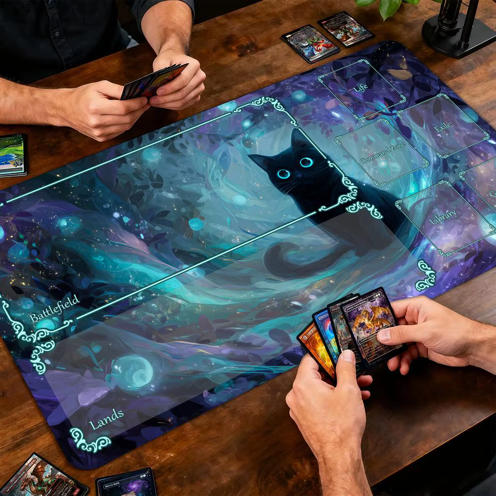 Tapis de jeu Magic The Gathering (MTG) motif Chat Noir Mystérieux
