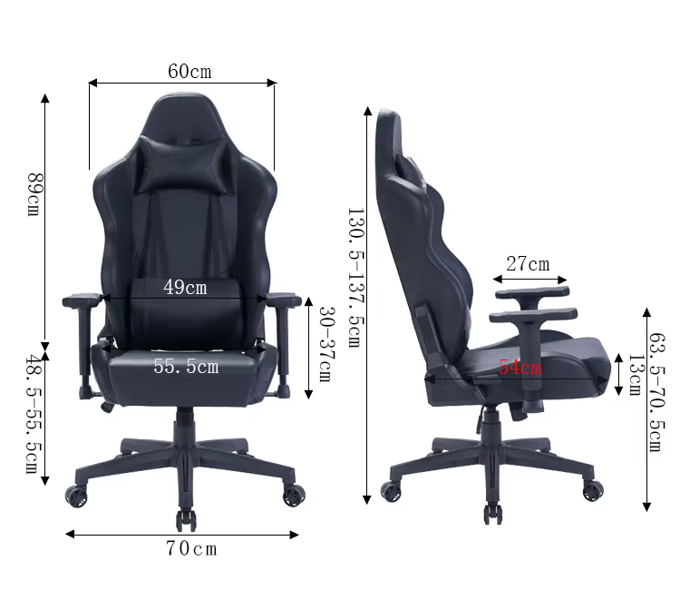 Chaise de jeu inclinable en cuir avec LED RGB pour PC