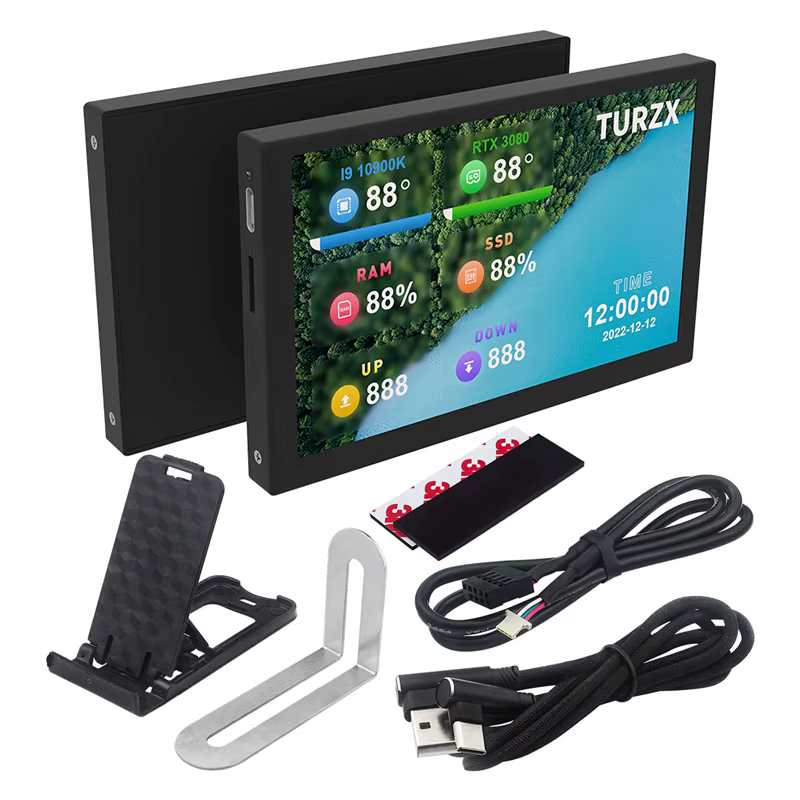 3.5/5 pouces IPS type-c écran secondaire Mini ordinateur USB affichage CPU GPU RAM HDD moniteur avec support boîtier en métal pas d'utilisation AIDA64