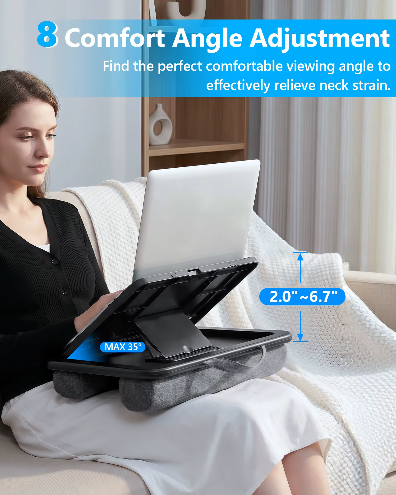 Oatsbasf Support d'ordinateur portable pour bureau avec coussin moelleux