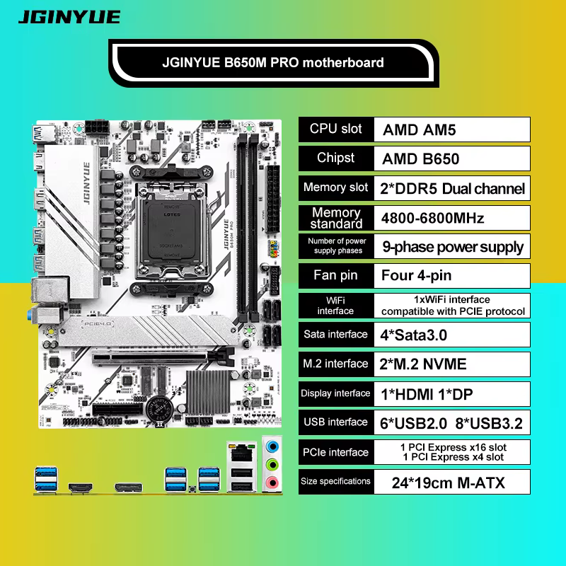 B650M PRO AMD AM5 carte mère Support R5 R7 7000 8000 9000 série M.2 NVME WIFI double canal ddr5 expo Ram