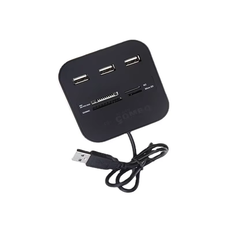 Mini Hub 3 Ports avec lecteur de carte tout-en-un USB 2.0 adaptateur répartiteur Hub haute vitesse pour ordinateur portable PC