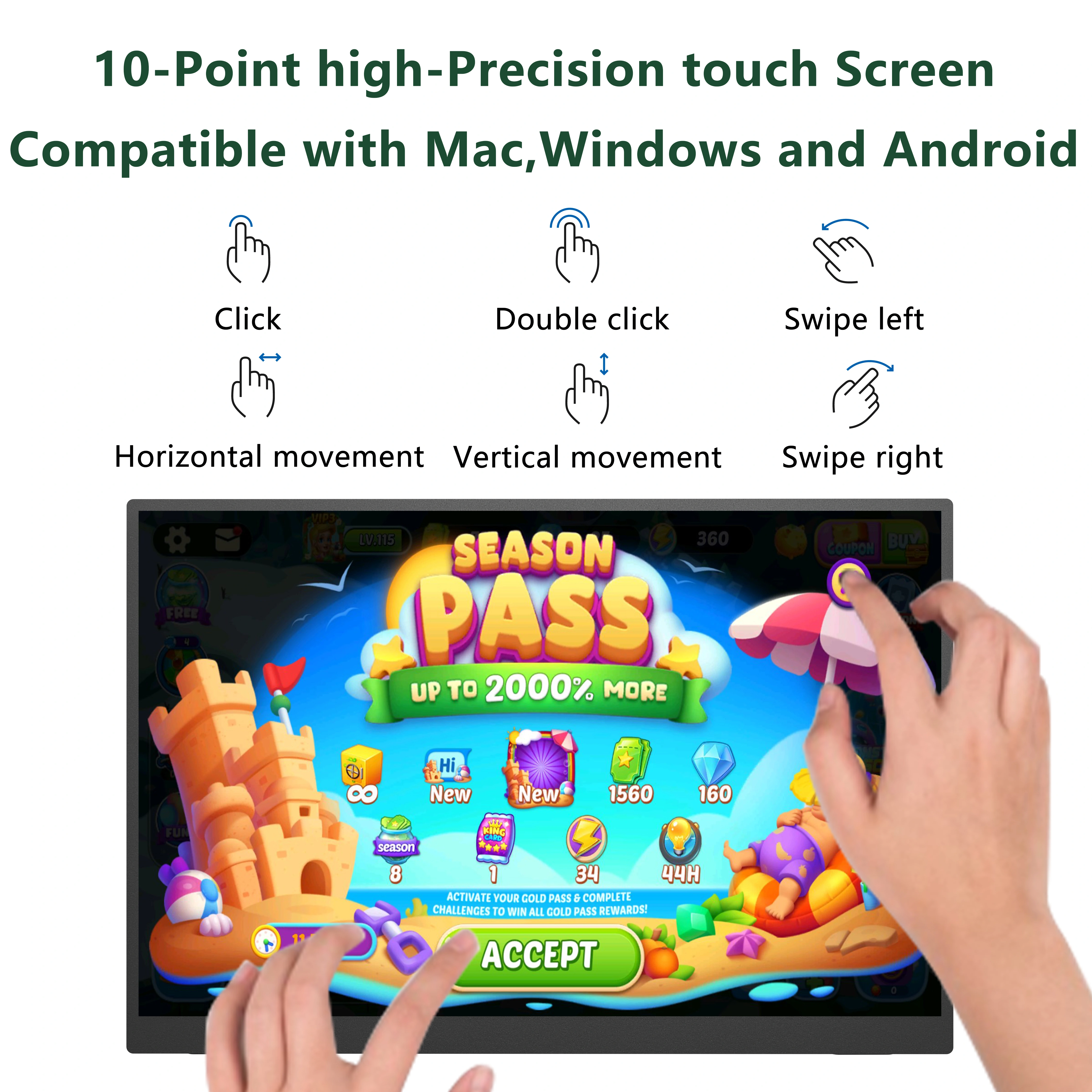 Écran tactile portable de 14