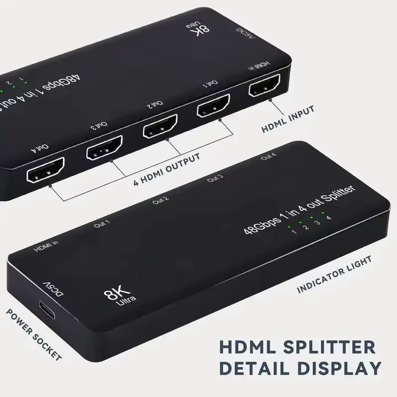 Répartiteur HDMI SST 8K 1 entrée 4 sorties 4K 120Hz Boîtier de synchronisation 1x4