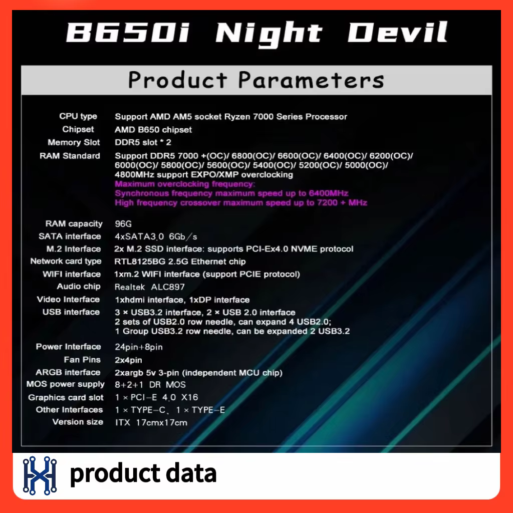 100% nouvelle carte mère JGINYUE B650i AM5 mini ITX prend en charge les processeurs Ryzen série 7000 DDR5 mémoire RAM