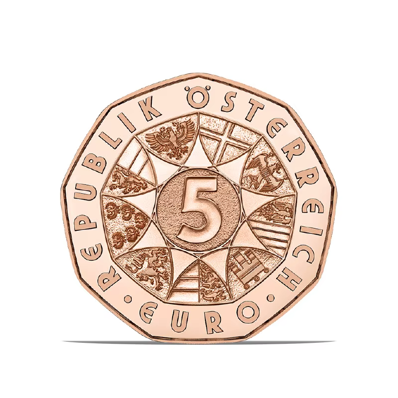Pièce de monnaie commémorative en cuivre de 5 euros d'Autriche 2020-2026 UNC
