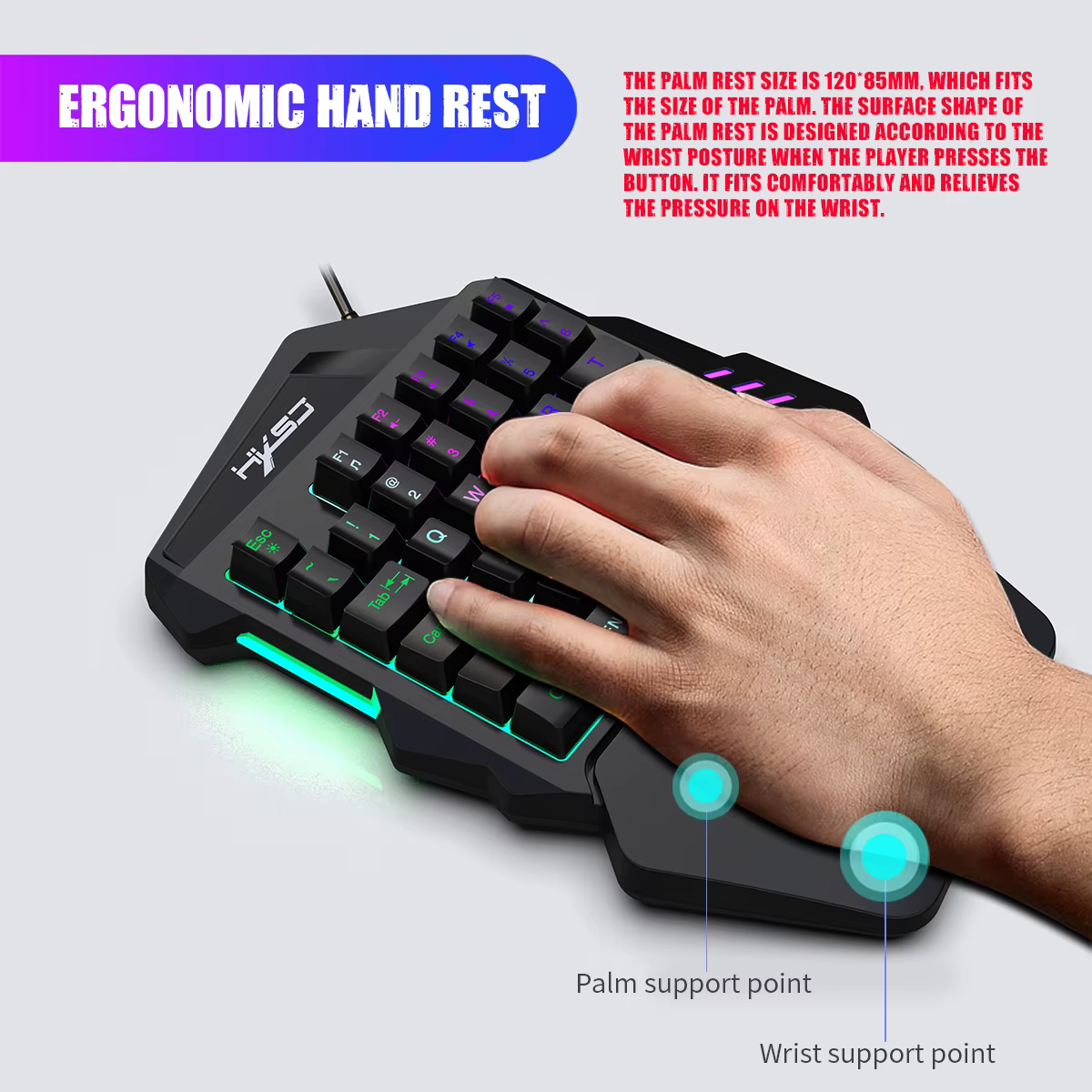 Clavier de jeu ergonomique à une main