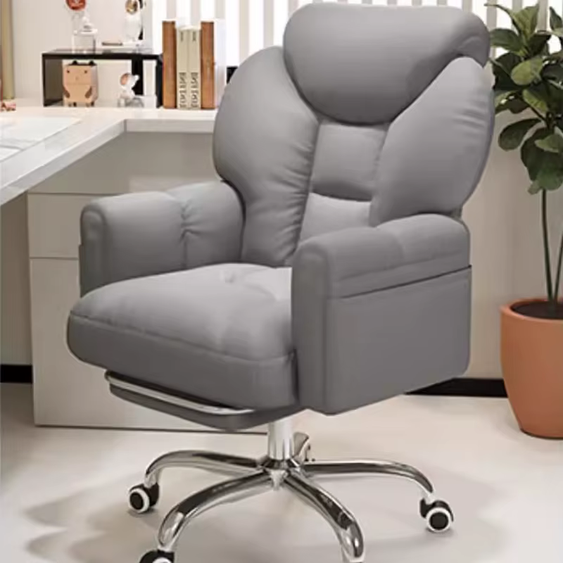 Chaise de Bureau Moderne Blanche avec Repose-Pieds Mobile