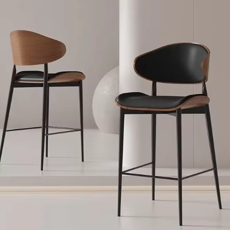 Meubles de cuisine et de bar FY, tabourets de bar modernes et industriels, chaises réglables en hauteur avec revêtement en cuir, dossier incurvé en fer
