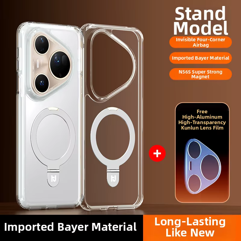 Coque transparente pour Magsafe pour Huawei Pura 80 70 Pro Pro+ Ultra avec anneau magnétique et support, compatible avec la charge sans fil