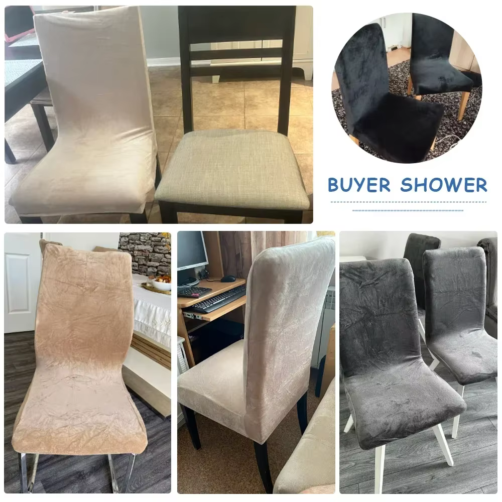 Housse de chaise en velours pour salle à manger, en Spandex, extensible, Super douce, pour cuisine, maison, hôtel, Banquet de mariage