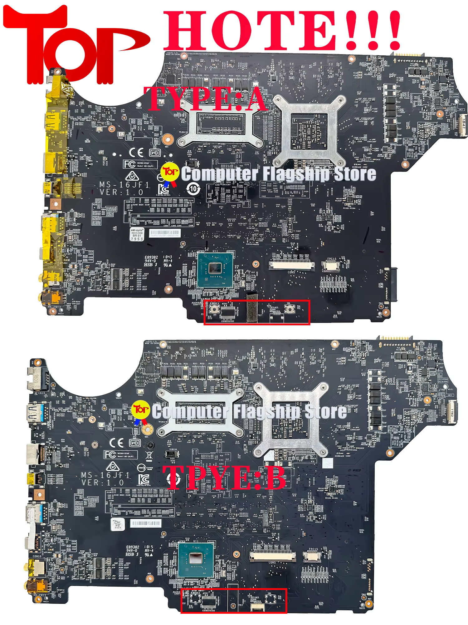 Carte mère pour ordinateur portable MSI MS-16JF1 MS-16JF PE62 GV62 i5-8300H i7-8750H GTX1050 GTX1050Ti