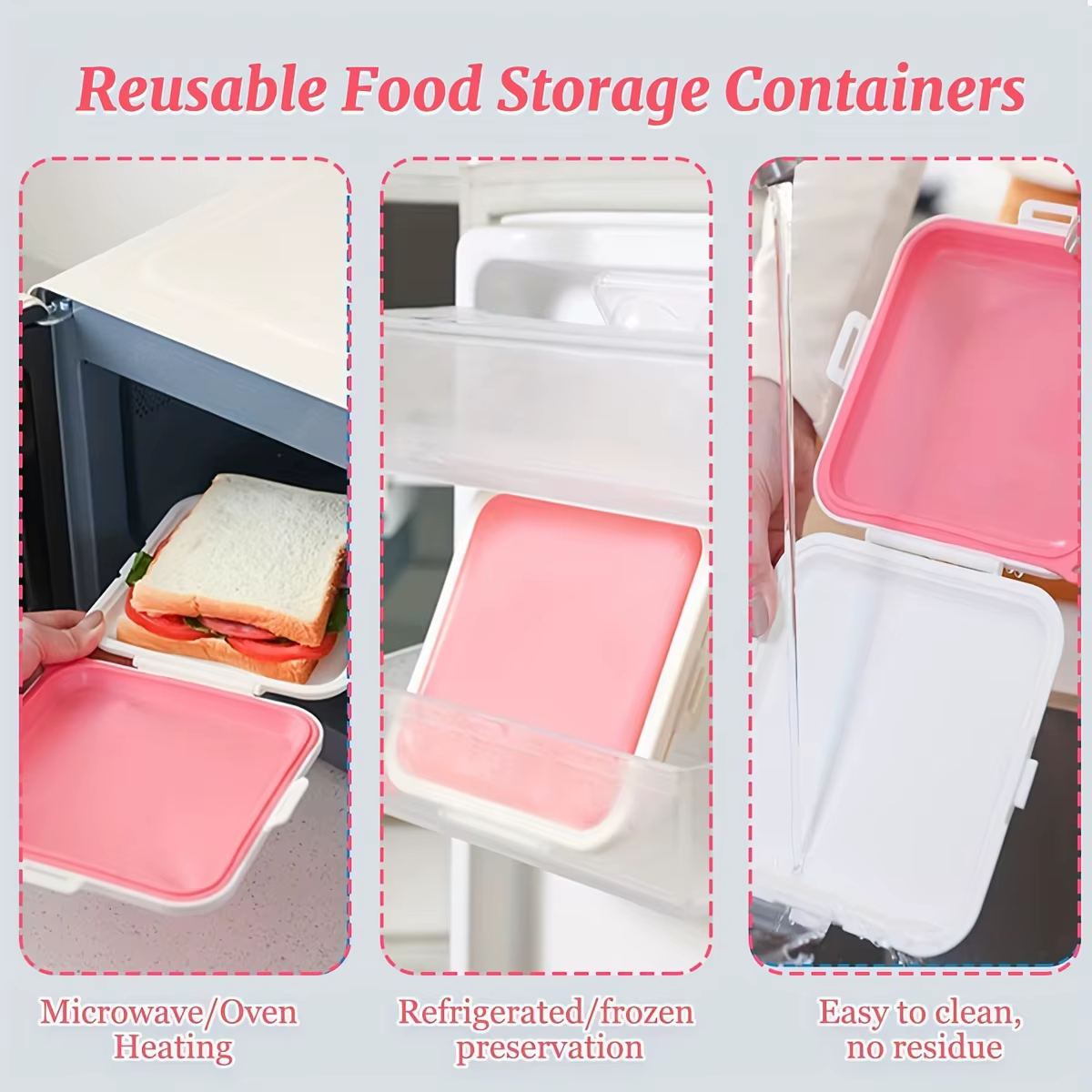 Conteneurs pour sandwichs, boîte de rangement pour sandwichs en Silicone pour déjeuner, voyage, encliquetable pour le stockage des fruits, des salades, des collations et des aliments
