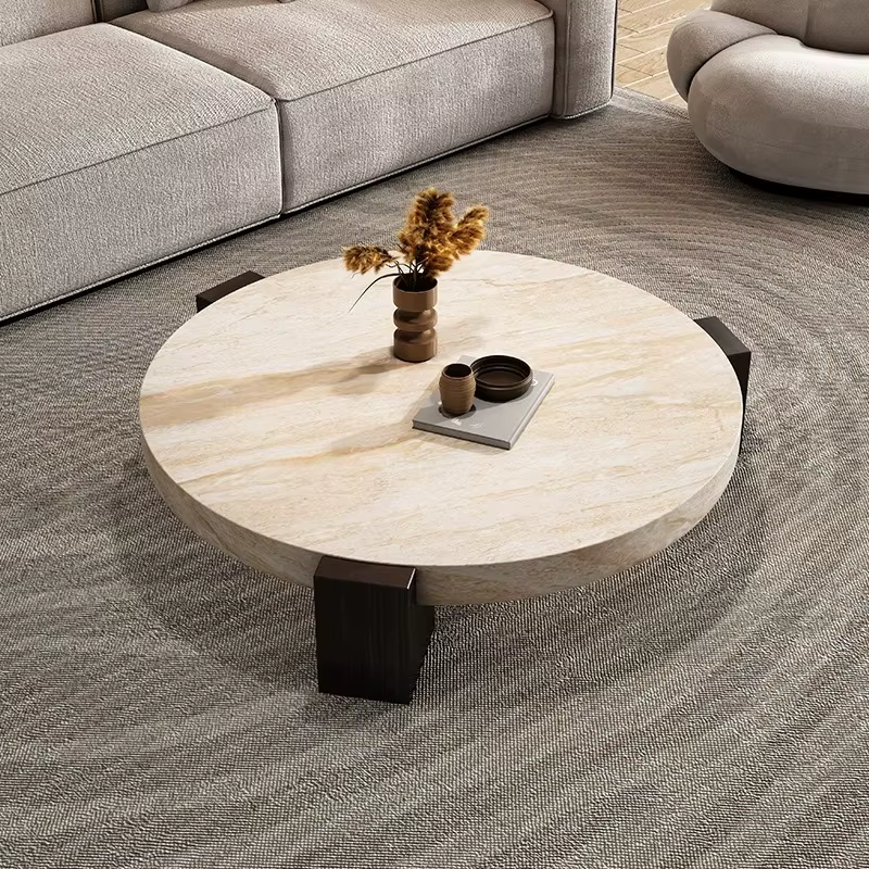 Tables basses originales style Japandi, en marbre, pour salon, avec plateau pour fleurs, design épuré, gain de place