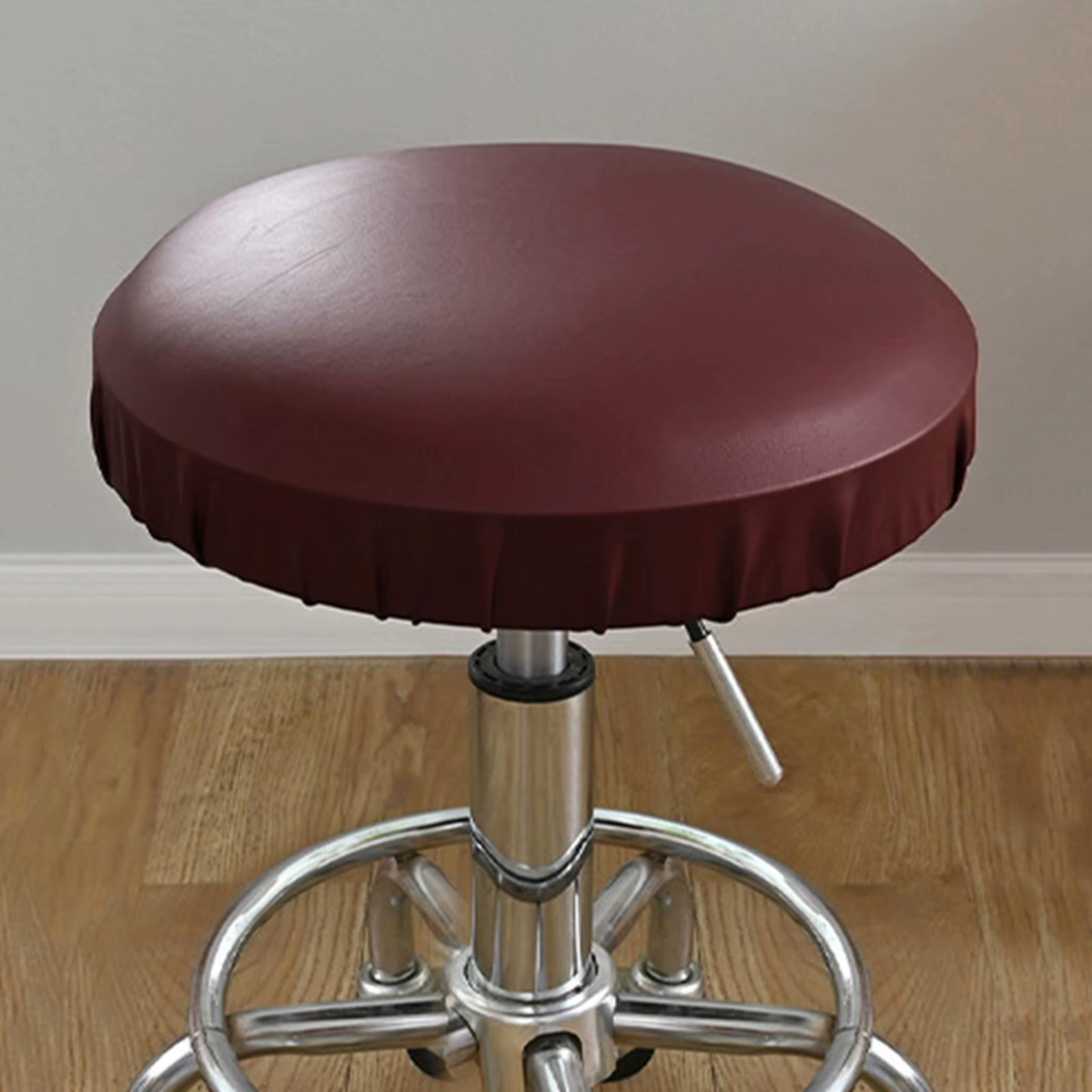 Housse de chaise de tabouret en cuir PU, housse de protection de siège pour tabourets de Bar ronds de 35 à 45cm, housses de chaise de Bar élastiques