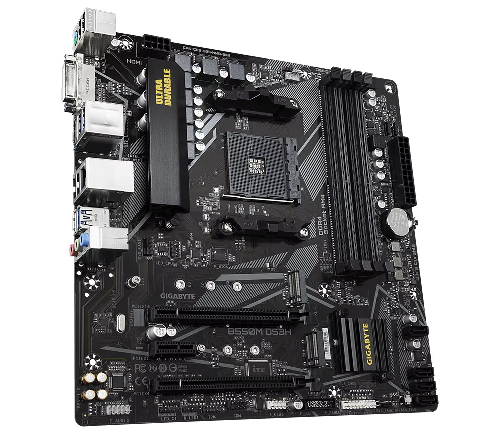 GIGABYTE Nouveau B550M DS3H Micro-ATX AMD B550 DDR4 4733(OC. ) Carte mère AM4 à double canal MHz M.2 USB 3.2 128G