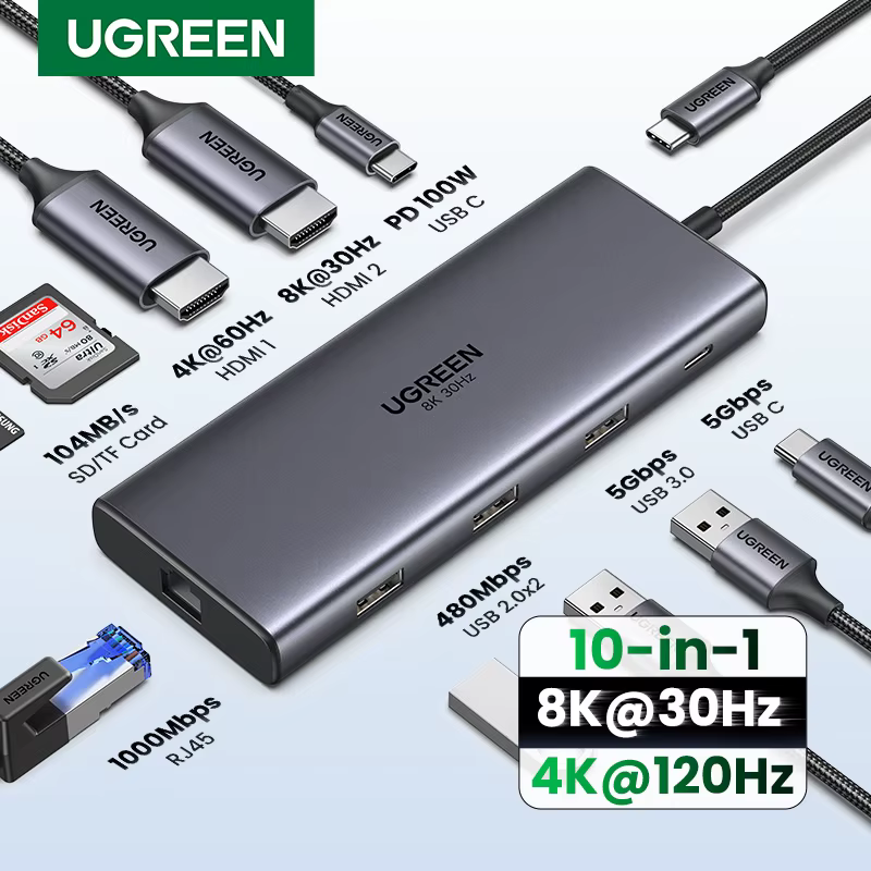 UGREEN double HDMI USB-C HUB 8K 4K