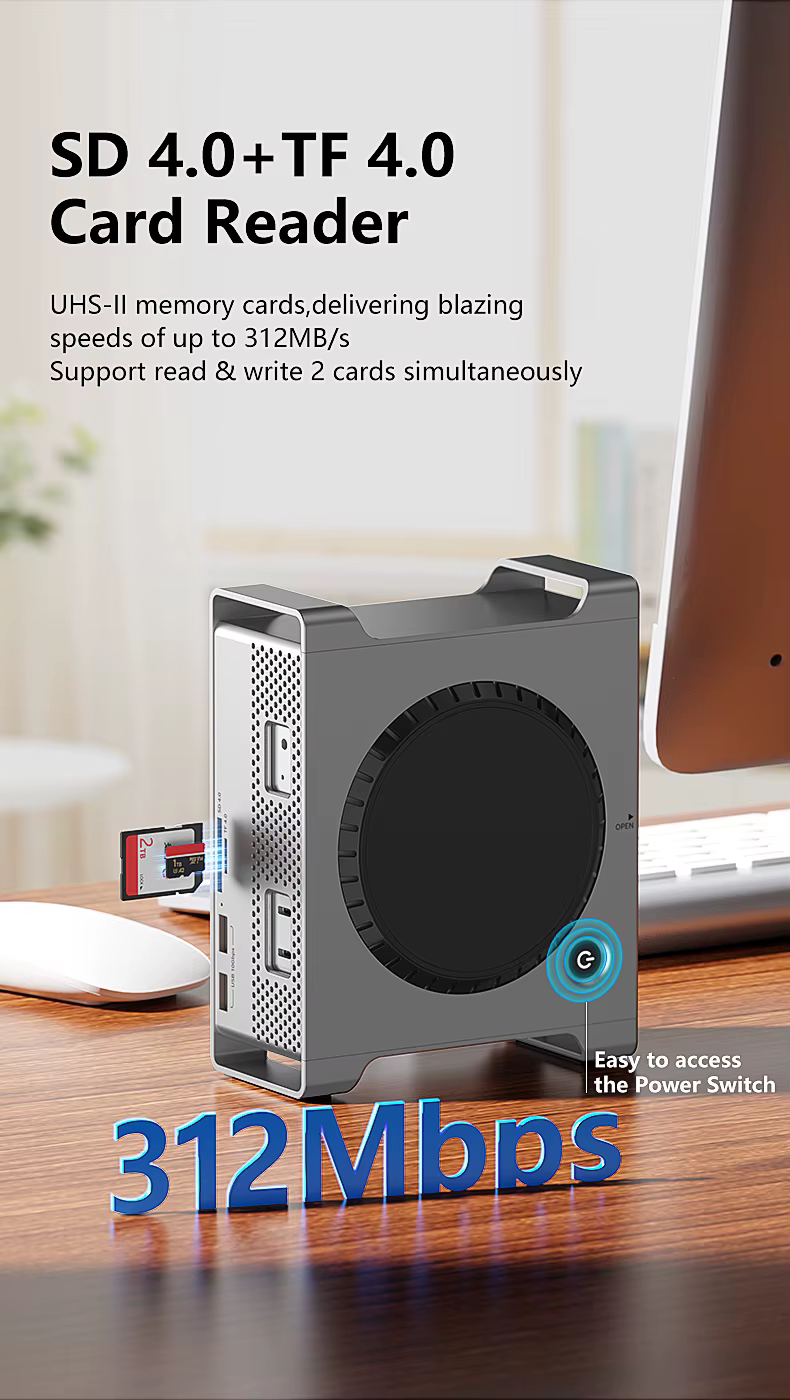 Hub USB C avec boîtier de fente SSD M.2 NVME pour Mac Mini M4/M4 Pro support Station d'accueil type-c
