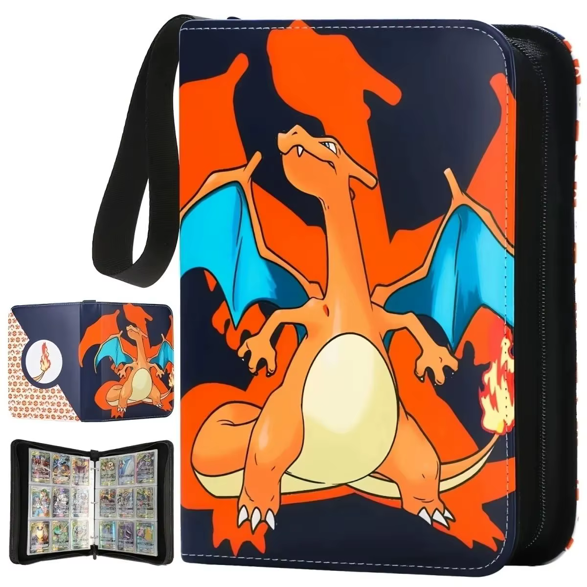Classeur de cartes Pokémon avec fermeture éclair, album de grande capacité, livre de rangement PTCG, organisateur de cartes à collectionner à feuilles mobiles, cadeau pour les fans de Pikachu