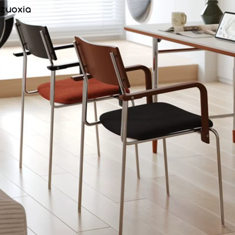 Joylive Chaise de salle à manger vintage Bauhaus avec accoudoirs, dossier confortable, chaise de loisirs rembourrée pour la maison, tabouret de maquillage design pour bureau, salon