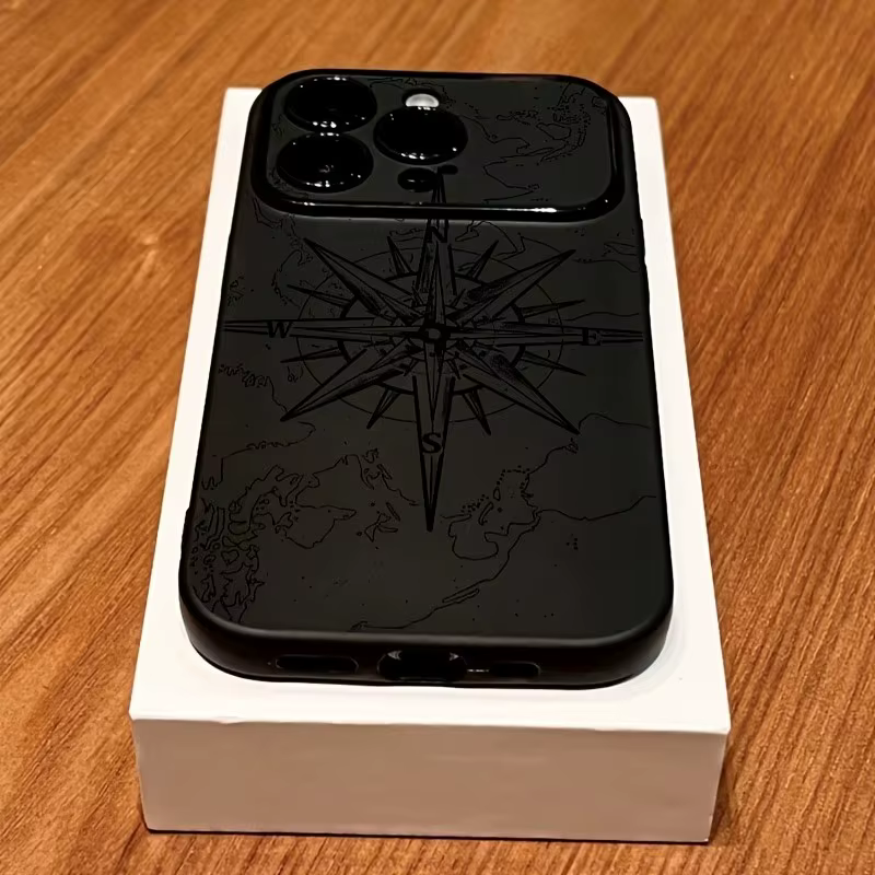 Coque de téléphone pour iPhone 11, iPhone 15, 16, 17 Pro Max, 14, 13, 12, X, XS, XR Plus, Air – Motif Boussole Créatif, Housse Souple Antichoc