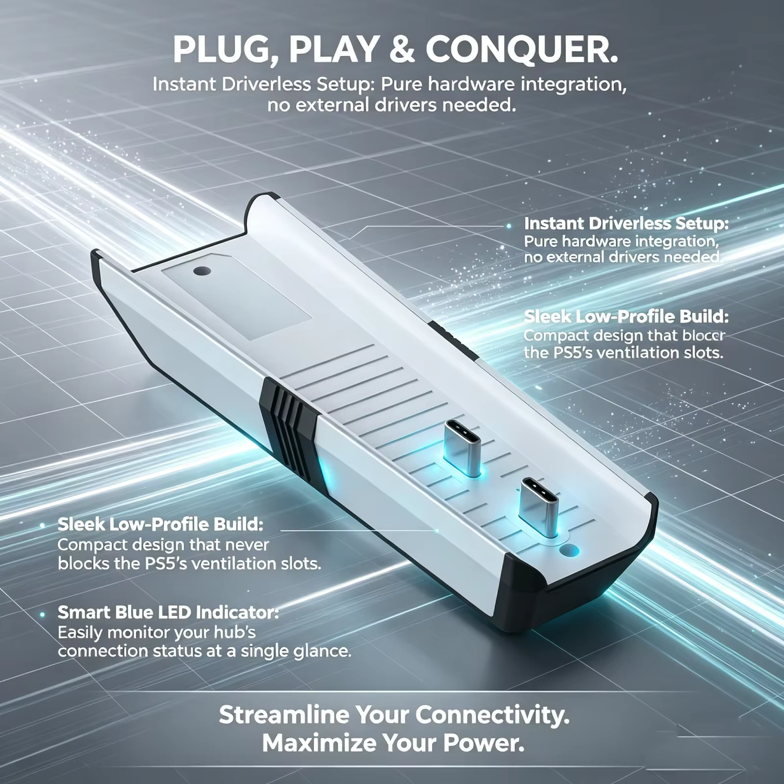 Hub USB 5-en-1 pour console PS5 Pro