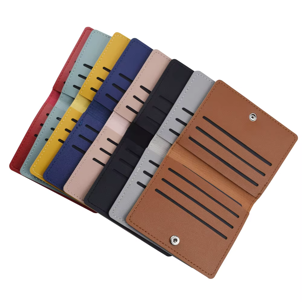 Porte-cartes multi-fentes portable, portefeuille en cuir PU, sac d'argent, porte-monnaie avec fermeture à pression, sac de rangement