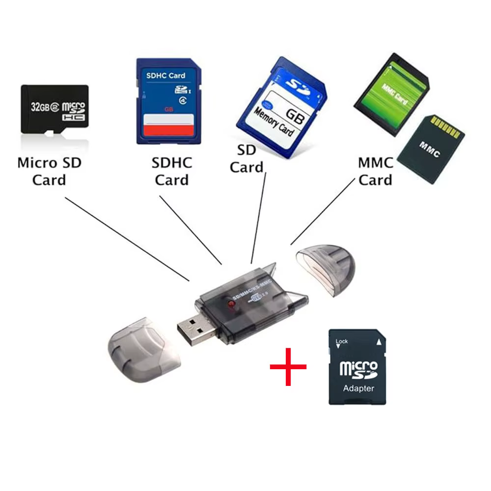 Lecteur de carte USB 2.0 SD SDHC MMC, adaptateur d'extension de carte mémoire pour PC portable, ordinateur, caméra, vue des données, Dongle de graveur de carte Micro SD