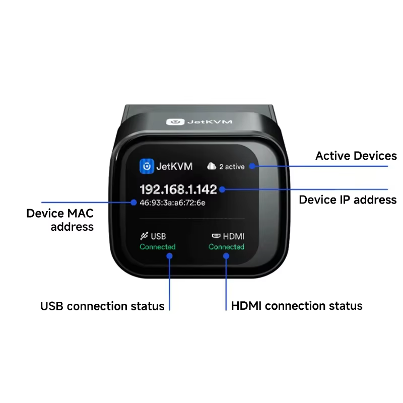 JetKVM IP-KVM Version Carte TF Open Source Gestion à distance sur IP Dispositif d'extension de contrôle de bureau Mac/Win/Linux