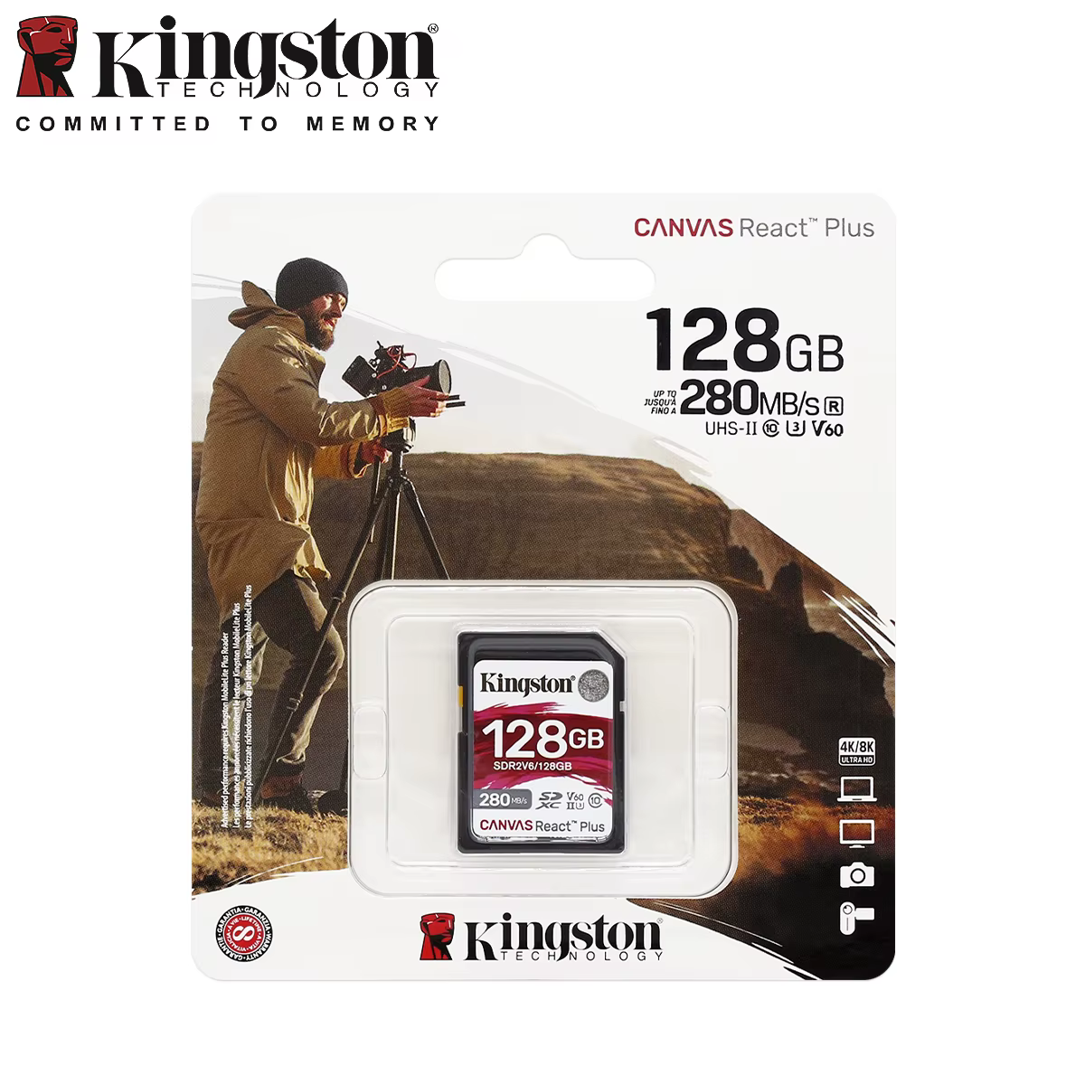 Kingston carte SD V10 V30 V60 V90 classe 10 U1 U3 UHS-I UHS-II 64GB 128GB 256GB 512GB 1TB SDHC SDXC