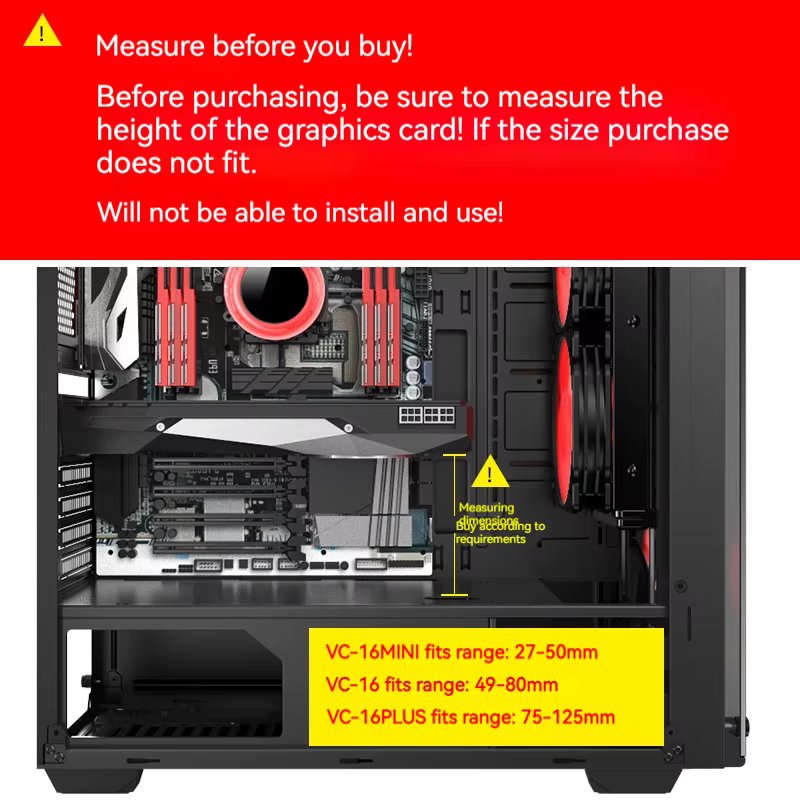 Support de carte graphique GPU, Support de carte vidéo universel réglable, Support VGA, Support de carte graphique pour boîtier PC ATX/M-ATX/ITX