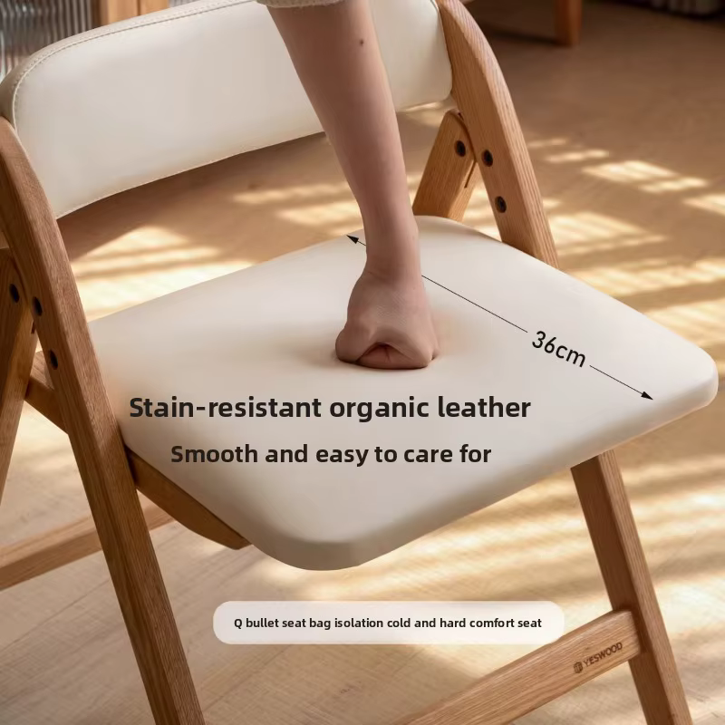 Chaise pliante en bois massif de chêne, Style « carnet de notes», légère, polyvalente, Design ajusté, siège à dossier décontracté